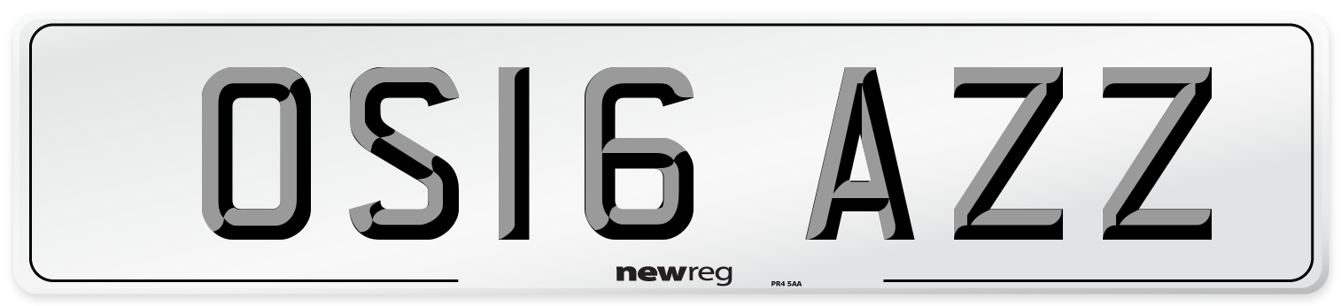 OS16 AZZ Number Plate from New Reg